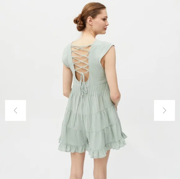 Urban Outfitters Raelynn Tie-Back Romper mint/sage green small - Picture 5 of 9